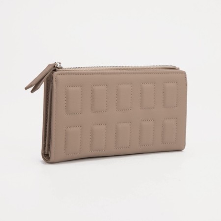 Women's wallet on the button, beige color