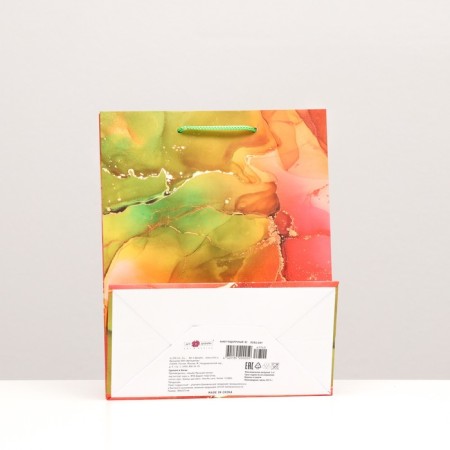 Gift package "Wet watercolor", pink green, 18 x 22.3 x 10 cm-1