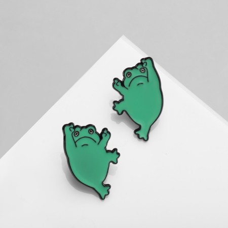 Set of icons (2 pcs.) “Frogs”, green color in black metal-2