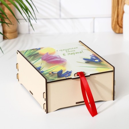 Wooden box for tea bags 17.9x15.6x7.4 cm