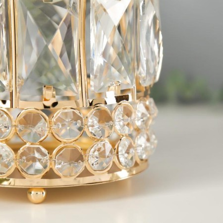Summary metal, glass for 1 candle "rectangles and circles" gold 15.3x11x11 cm-3