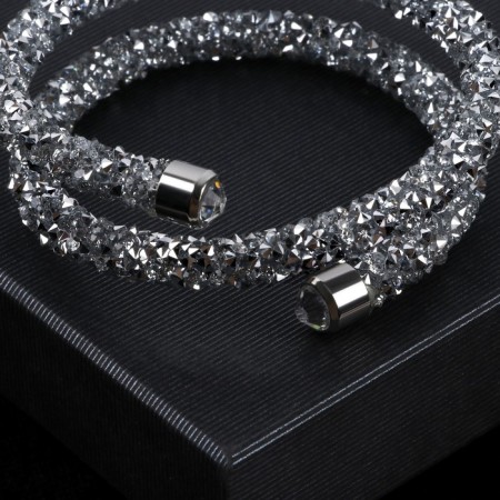 Bracelet-spring "Chantal" 2 rows, color silver, d = 7 cm-1