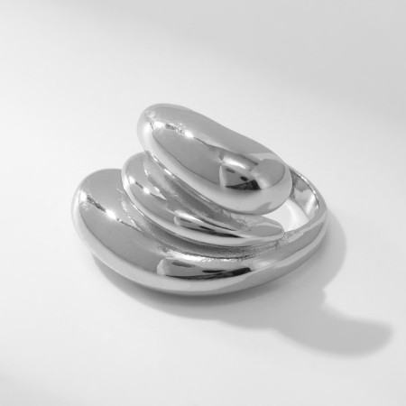 Ring Metal "Trend" triple wave, silver color, size 17-1