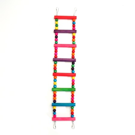 Toy for birds "ladder with beads" 8 steps, mix of flowers-2