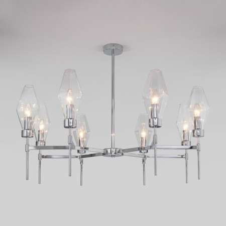 EUROSVET PRISM ceiling lamp 60143/8, E14, 8x60W, 900x900x680 mm, chromium color