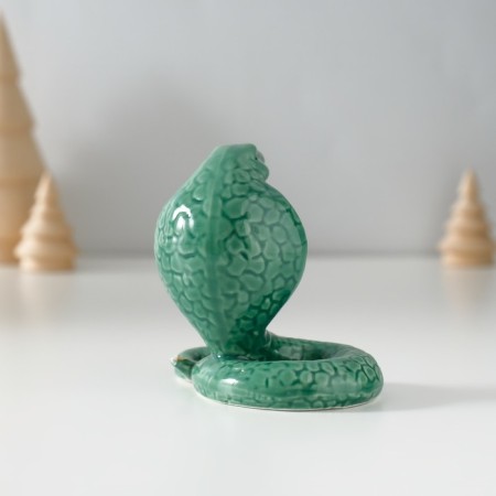 Souvenir ceramics "Dark green cobra" with gold 4.7x8x7.5 cm-3