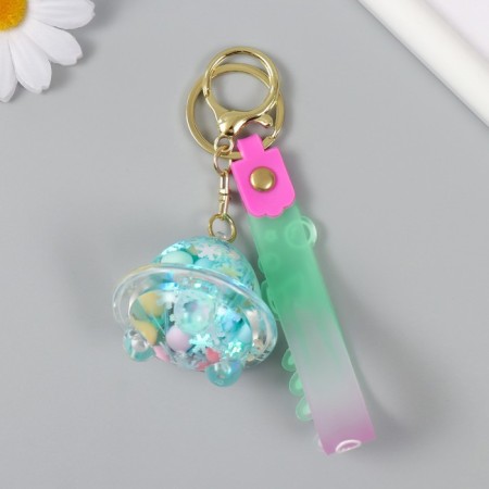 A keychain plastic with a carbine, a strap "Flying Blue Blue" Water with decor1.8x5.3x5.6 cm-3