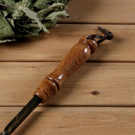 Forged poker "patina gold", bean handle, height 70 cm-1