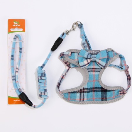 A set of ammunition with a soft harness, leash 120 x 1 cm, Osh 28-54 cm, OG 36-60 cm, gray-blue.-6