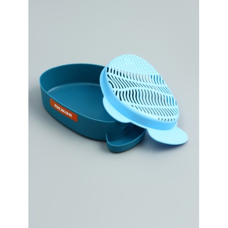 Herble germiner to cats "fish", with seeds, 18 x 12 x 4 cm, blue/blue-4
