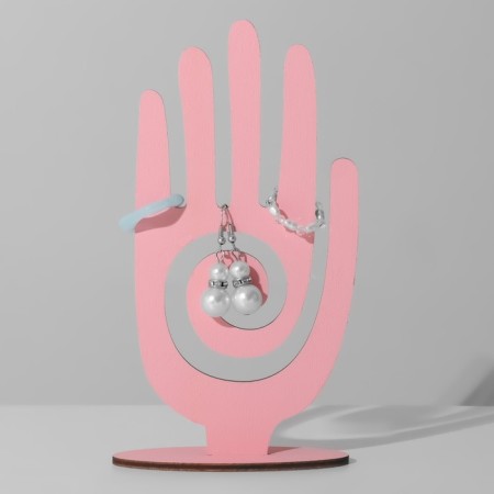 Stand for jewelry "Hand" 8.5 × 3 × 17 cm, thickness 3 mm, pink color-1