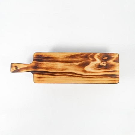 The board is cut, for feeding on legs made of natural cedar MaGistro, 38 × 10.5 × 6.5 cm, with a handle, burnt-1