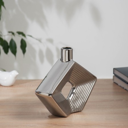 VAZA Ceramics Table "Bram" rhombus, 23.5x20 cm, silver-1