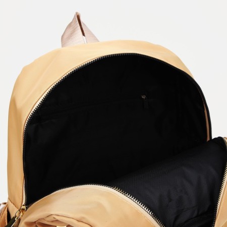 Youth backpack on lightning from textiles, 2 pockets, beige color-3