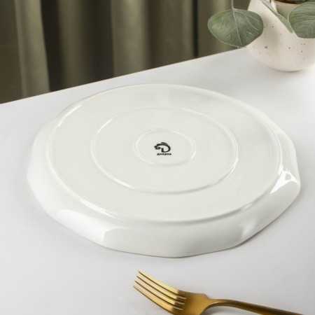 Porcelain dinner lunch share "Milky Way", D = 25 cm, color gray color-3