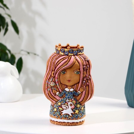 Souvenir Ceramics "Girl Feja" with a unicorn light (vase), h = 22cm v = 1l