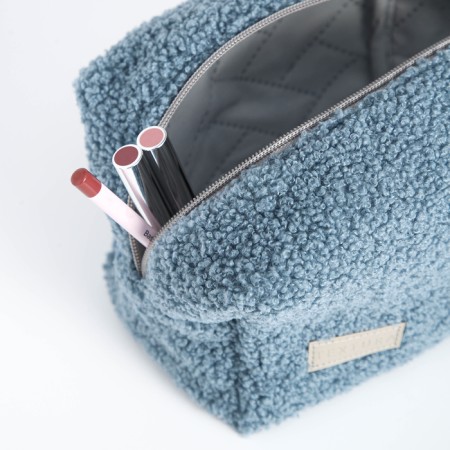 Cosmetic bag with lightning, textura, blue color-6