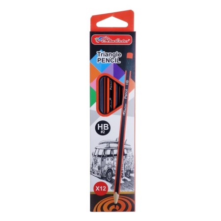 Pencil Chernographic hardness of HB, with an eraser, triangular, sharpened, MIX case-3