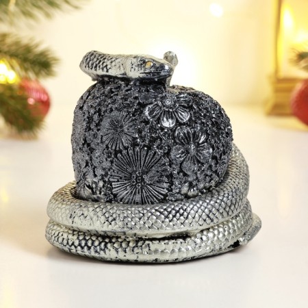Pig a piggy bank "Snake on the apple" silver, 10x11cm-2