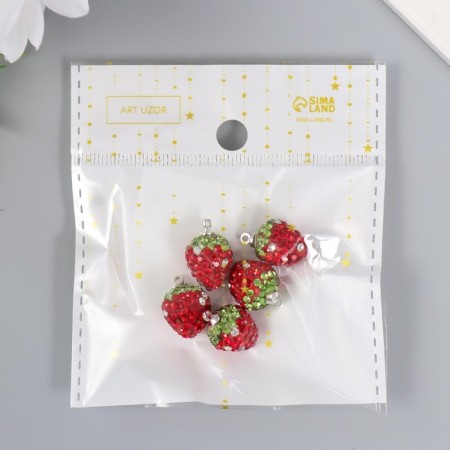 Decor for creativity plastic "Strawberry with a loop" set 5 pcs 1x1.4 cm-4