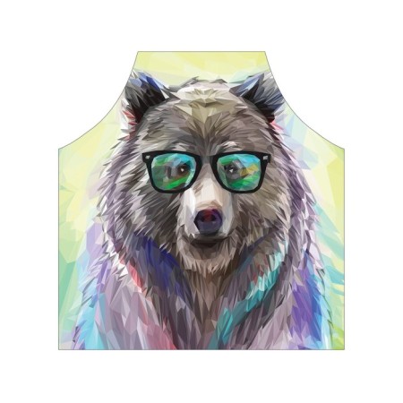 Apron of a kitchen with a photo print "Bear with glasses", adjustable, size OS-2