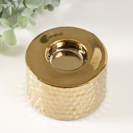 Ceramics candlestick on 1 candle "rain drops on the sand" d = 4 cm gold 9x9x6 cm-2