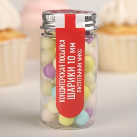 Confectionery Sprinking "Balls, Pastel Mix", 10 mm, 50 g-1
