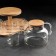Glass Tea Set on an Eco wooden stand, 7 items: kettle 1.1 liters, 5 mugs 120 ml, stand