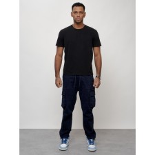 Cargo jeans men, size 52, dark blue color