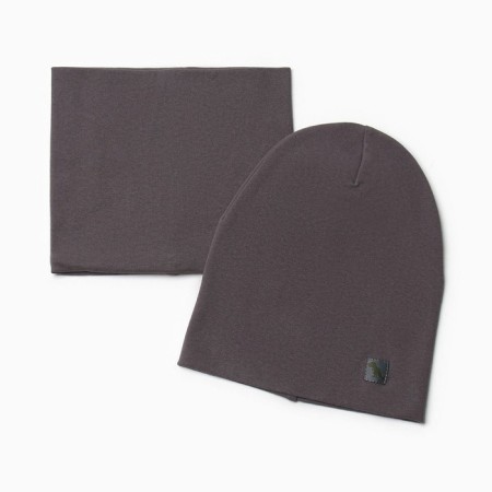 Set for a boy (snood and hat), dark gray color, size 46-50