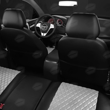 Auto-Cherkhly for Nissan Terrano 3 from 2017-n., Jeep, with perforation, eco-leather, light gray, black-6