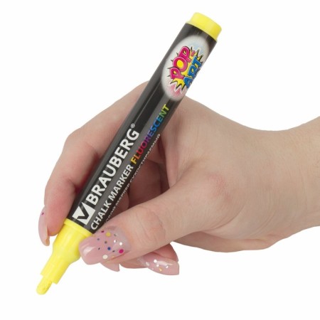 MARKER CHLOVA BRAUBERG "Pop-Art", 5mm, yellow, fluor. Wash, for smooth surface151528-8