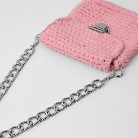 A chain for a bag, with carbines, metal, flat, 29 × 19 mm, 60 cm, silver color-2
