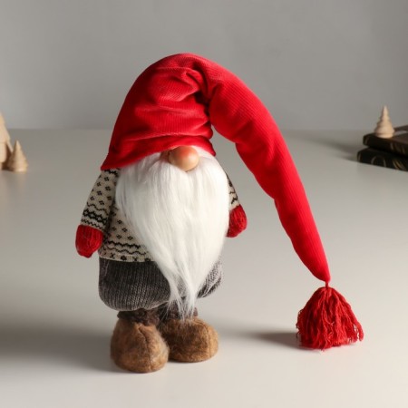 Interior doll "Grandfather Frost in a long cap with a brush" 24.5 cm