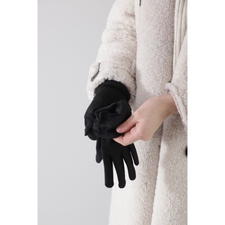 Female gloves, size 8, without insulation, black color-2