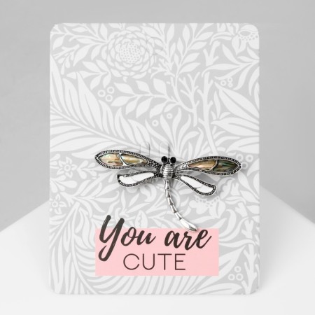 Brooch "Dragonfly" shell, colored in black silver