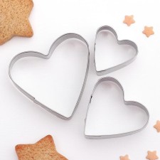 A set of forms for cutting the cookies of the “heart” shares, 3 pcs, silver color
