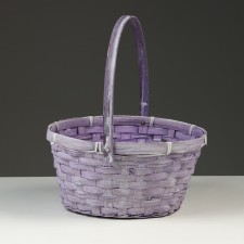 Wicker basket, d26 x 12/30 cm, purple, bamboo