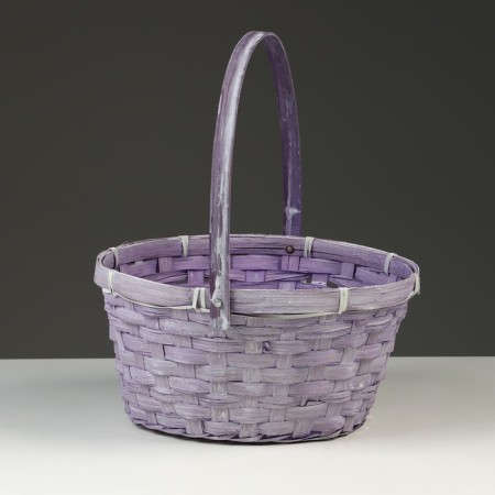 Wicker basket, d26 x 12/30 cm, purple, bamboo