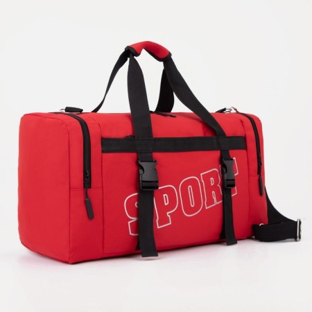 Sports bag with lightning, 2 outer pockets, red color