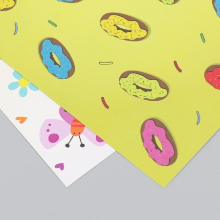 Scrapbooking paper bilateral "butterflies and donuts" density 180 g 30.5x32 cm-2