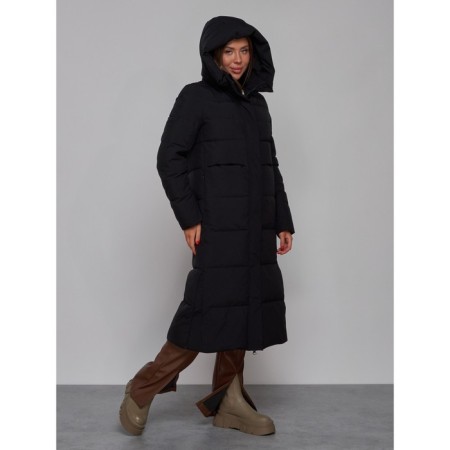 Coat insulated winter female, size 44, black color-6