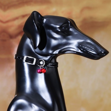 A collar with round rhinestones, 28 x 1 cm, Osh 21-25 cm, arts. The skin, black-5
