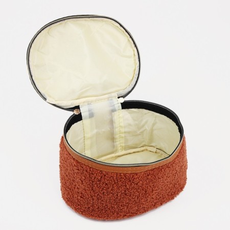 Cosmetic bag with a lining, brown color-2