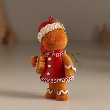 Souvenir Polystone Suspension "Ginger Snowman in the New Year's outfit" MIX 5.5x4x8.5 cm-4