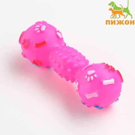 Brying toy "dumbbells with paws" for dogs, 13 cm, pink