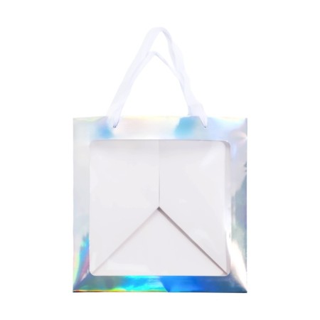 A packet for a cake with a square bottom and window, holographic, 30 x 30 x 30 cm-4