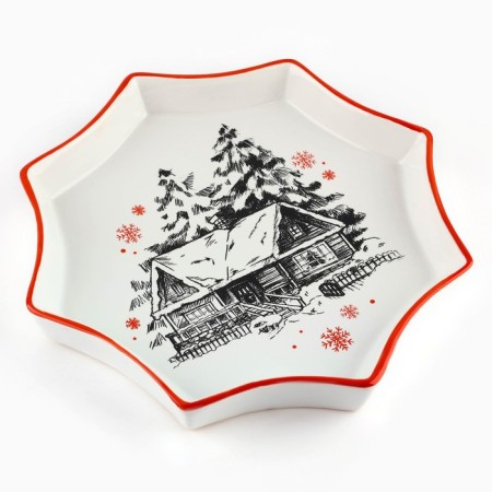 New Year! New Year's ceramic "hut", 21x21x3cm, white color-1