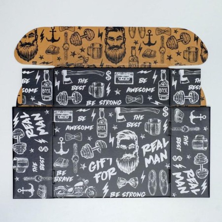 Gift double -sided folding, packaging, “brutal man”, 27 x 21 x 9 cm-7