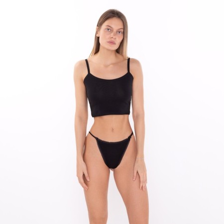 Panties of tanga women, black color, size 46